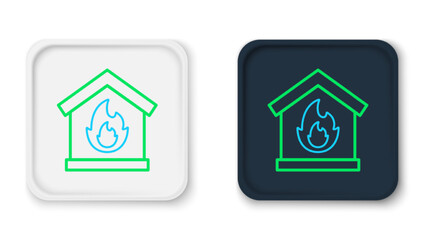 Line Fire in burning house icon isolated on white background. Colorful outline concept. Vector