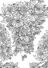 vector illustration. flower pattern coloring page
