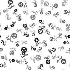 Black Radioactive icon isolated seamless pattern on white background. Radioactive toxic symbol. Radiation hazard sign. Vector