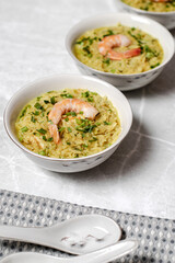 Food photo Asian soup with shrimp and rice