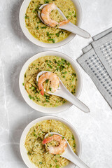 Food photo Asian soup with shrimp and rice