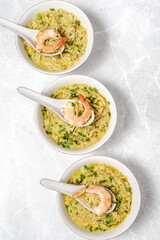 Food photo Asian soup with shrimp and rice