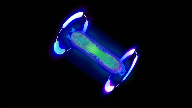 abstract blue color digital technology power lamp spinning Hud animated