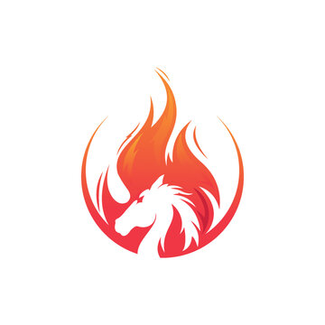 Horse Fire Logo Vector