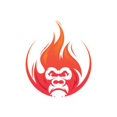 Monkey Fire Logo Vector