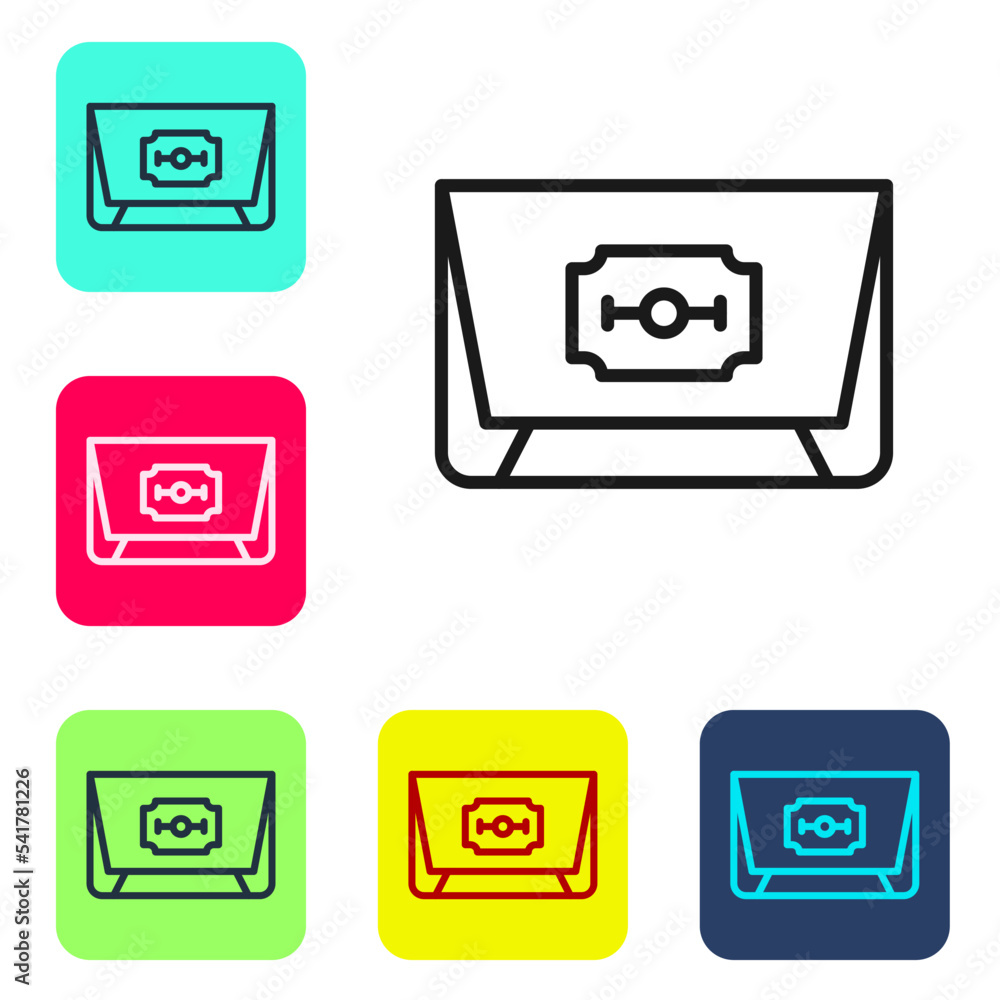 Aufkleber black line blade razor icon isolated on white background. set icons in color square buttons. vector