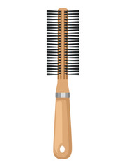 Wooden hair brush for hair care fashion comb vector illustration isolated on white background