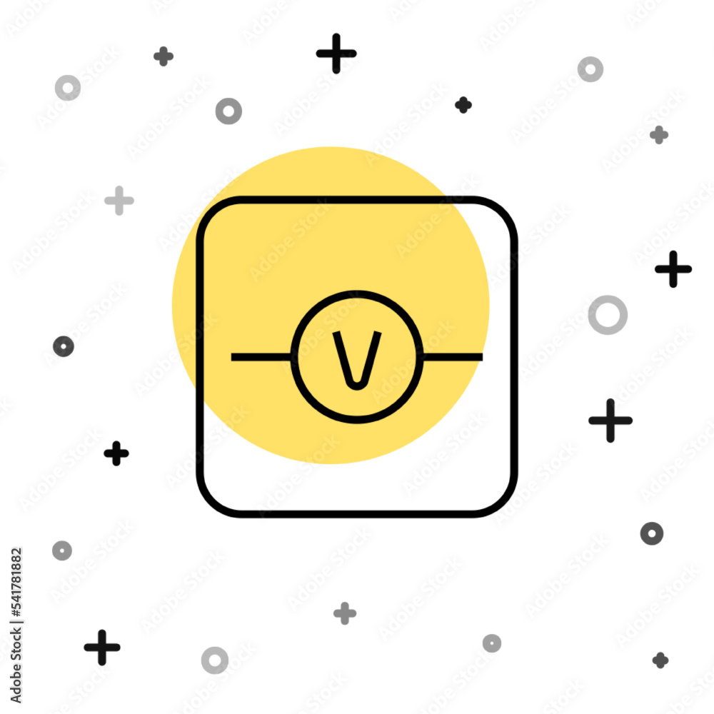 Poster black line voltmeter electronic component icon isolated on white background. electricity physics sch