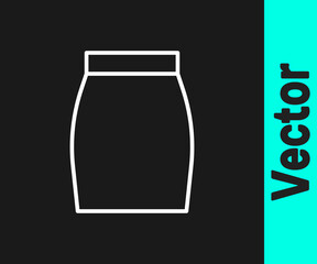 White line Skirt icon isolated on black background. Vector