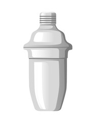Stainless steel cocktail shaker for alcoholic drinks vector illustration on white background