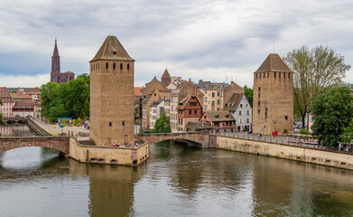 Fototapeta na wymiar Around Ponts Couverts in Strasbourg