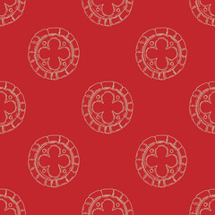 Medieval rounded window vector seamless pattern