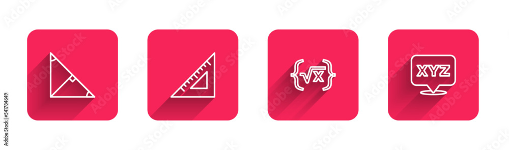 Aufkleber set line angle bisector of a triangle, triangular ruler, square root x glyph and xyz coordinate syst