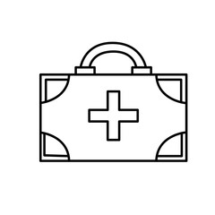 Line style single camping First Aid Kit vector illustration isolated on white background