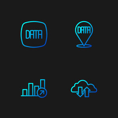 Set line Cloud download and upload, Financial growth, Data analysis and . Gradient color icons. Vector