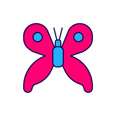 Filled outline Butterfly icon isolated on white background. Vector