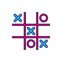 Filled outline Tic tac toe game icon isolated on white background. Vector