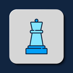 Filled outline Chess icon isolated on blue background. Business strategy. Game, management, finance. Vector