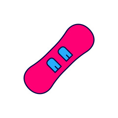 Filled outline Snowboard icon isolated on white background. Snowboarding board icon. Extreme sport. Sport equipment. Vector