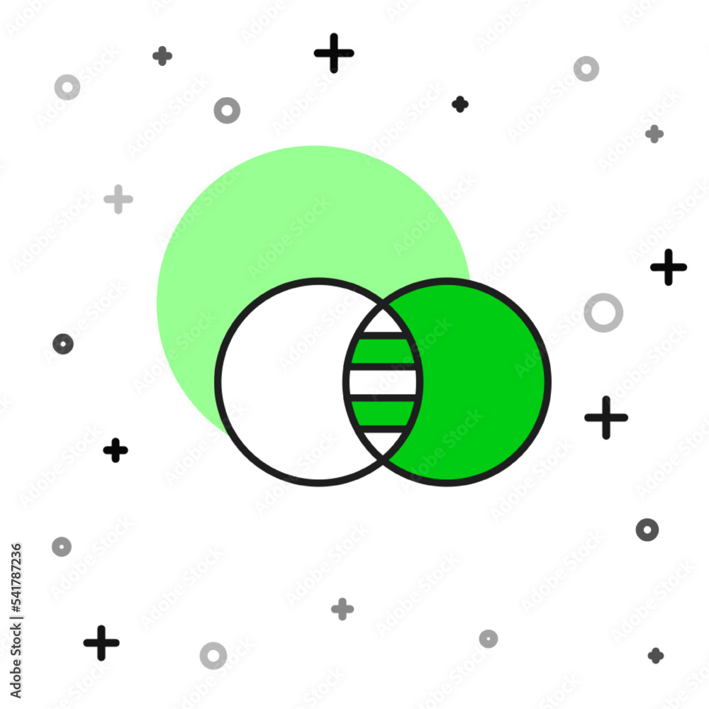 Poster filled outline mathematics sets a and b icon isolated on white background. symmetric difference. vec