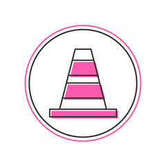 Filled outline Traffic cone icon isolated on white background. Vector