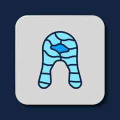 Filled outline Fish steak icon isolated on blue background. Vector