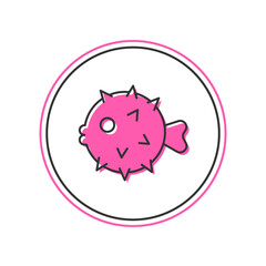 Filled outline Fish hedgehog icon isolated on white background. Vector