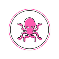 Filled outline Octopus icon isolated on white background. Vector
