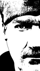 Mustafa Kemal Ataturk illustration. He is the founder of modern Republic of modern Turkiye