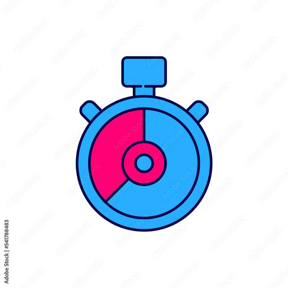 Poster filled outline stopwatch icon isolated on white background. time timer sign. chronometer sign. vecto