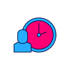 Filled outline Work time icon isolated on white background. Office worker. Working hours. Business briefcase. Vector