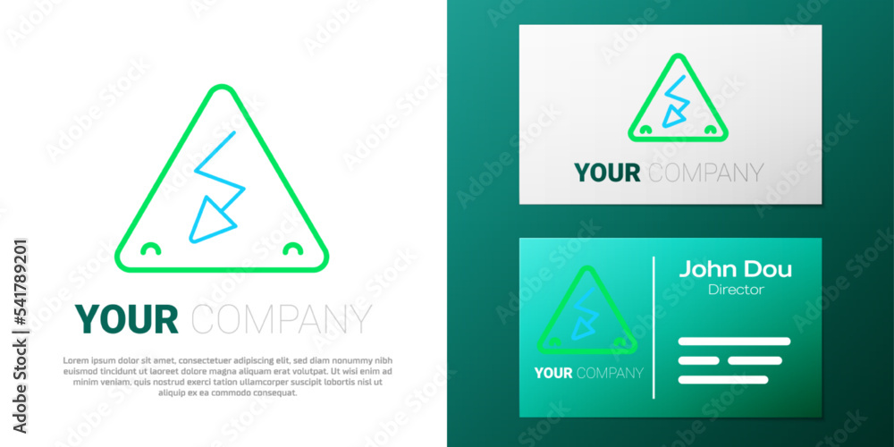Poster line high voltage sign icon isolated on white background. danger symbol. arrow in triangle. warning 
