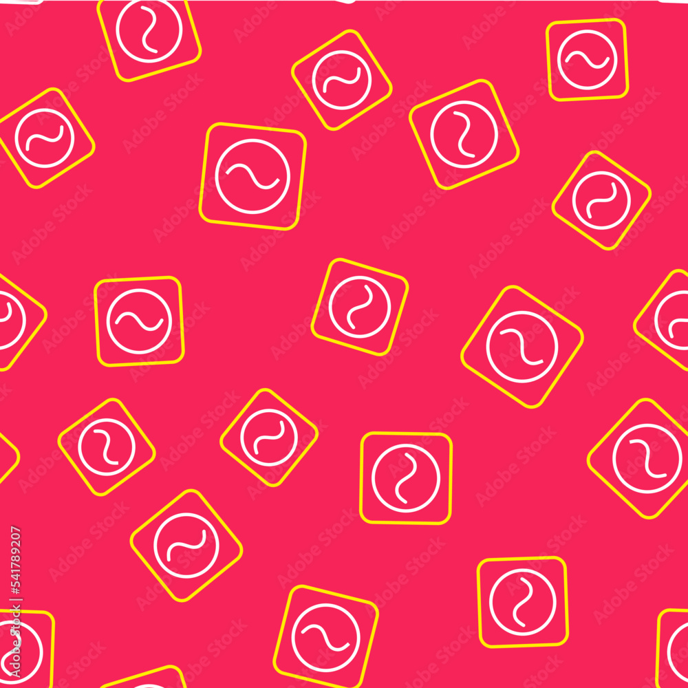 Poster line ac voltage source symbol icon isolated seamless pattern on red background. alternating current 