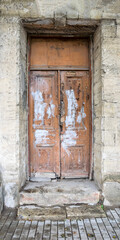 Old wooden brown door