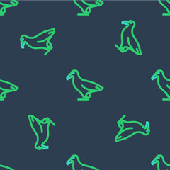 Line Albatross icon isolated seamless pattern on blue background. Vector