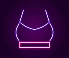 Glowing neon line Female crop top icon isolated on black background. Undershirt. Colorful outline concept. Vector