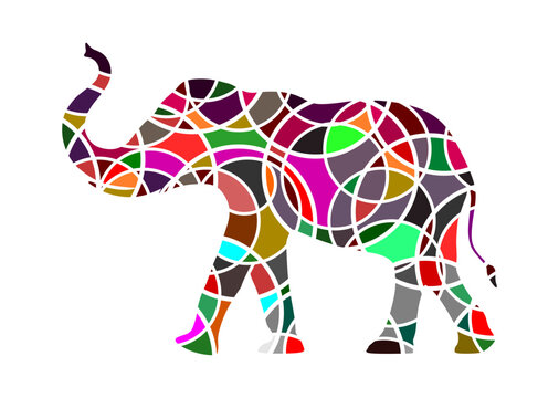 Elephant of multicolored mosaic