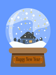 Christmas illustration, vector image of the new year and Christmas
A glass ball with a house inside
