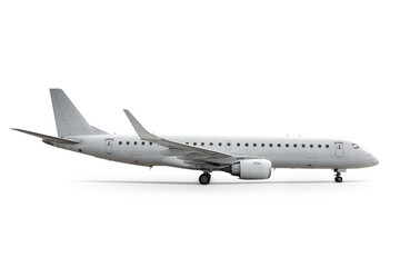 Modern passenger airplane isolated on white background