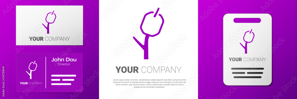 Poster logotype marshmallow on stick icon isolated on white background. logo design template element. vecto