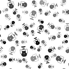 Black Director movie chair icon isolated seamless pattern on white background. Film industry. Vector