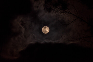 A Full Moon With Passing Clouds