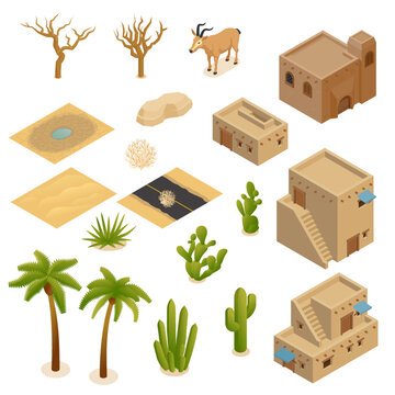 Desert Landscape Isometric Set