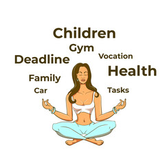 Obraz premium Business woman character in yoga pose.