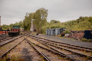 Durham UK: 7th June 2022: Tanfield Railway Station train tracks