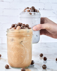 smoothies on a table