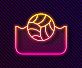 Glowing neon line Water polo icon isolated on black background. Vector