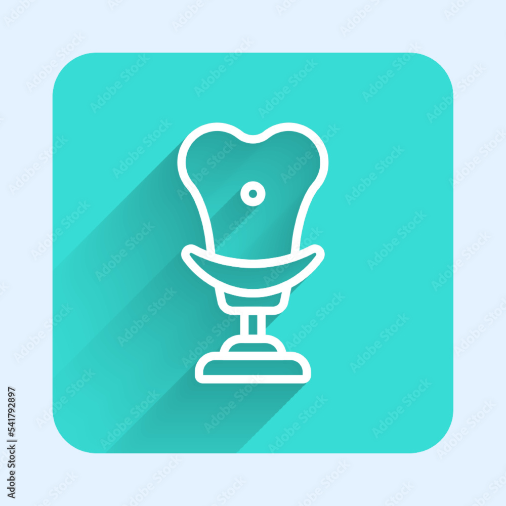 Poster white line armchair icon isolated with long shadow background. green square button. vector