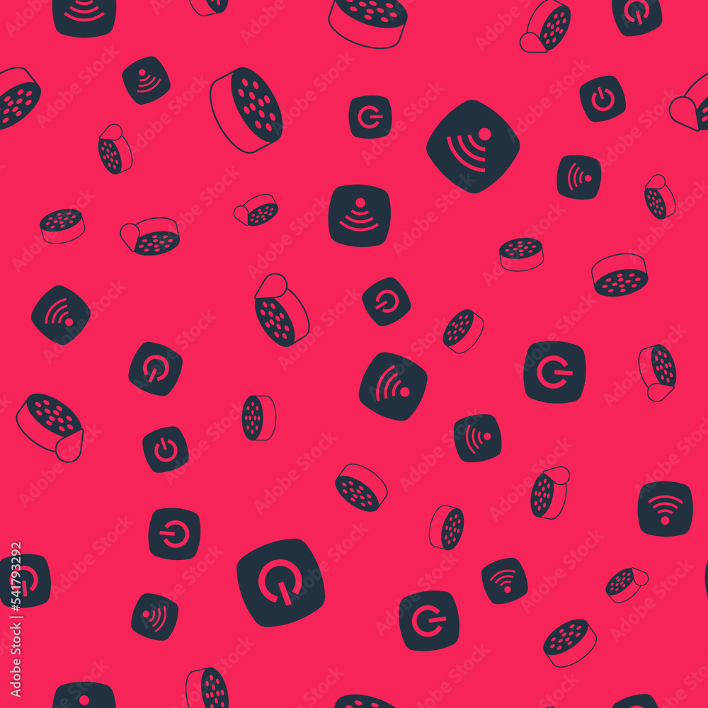 Aufkleber set smart home, water sensor, and wi-fi wireless internet network on seamless pattern. vector