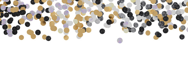 Golden serpentine confetti on transparent background. luxury isolated